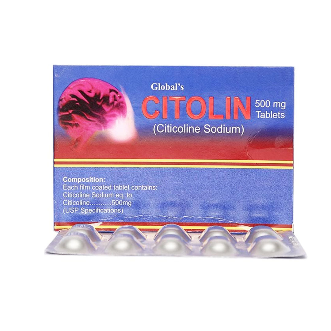 Global Pharma Citolin Tablets 500mg, 12Ct