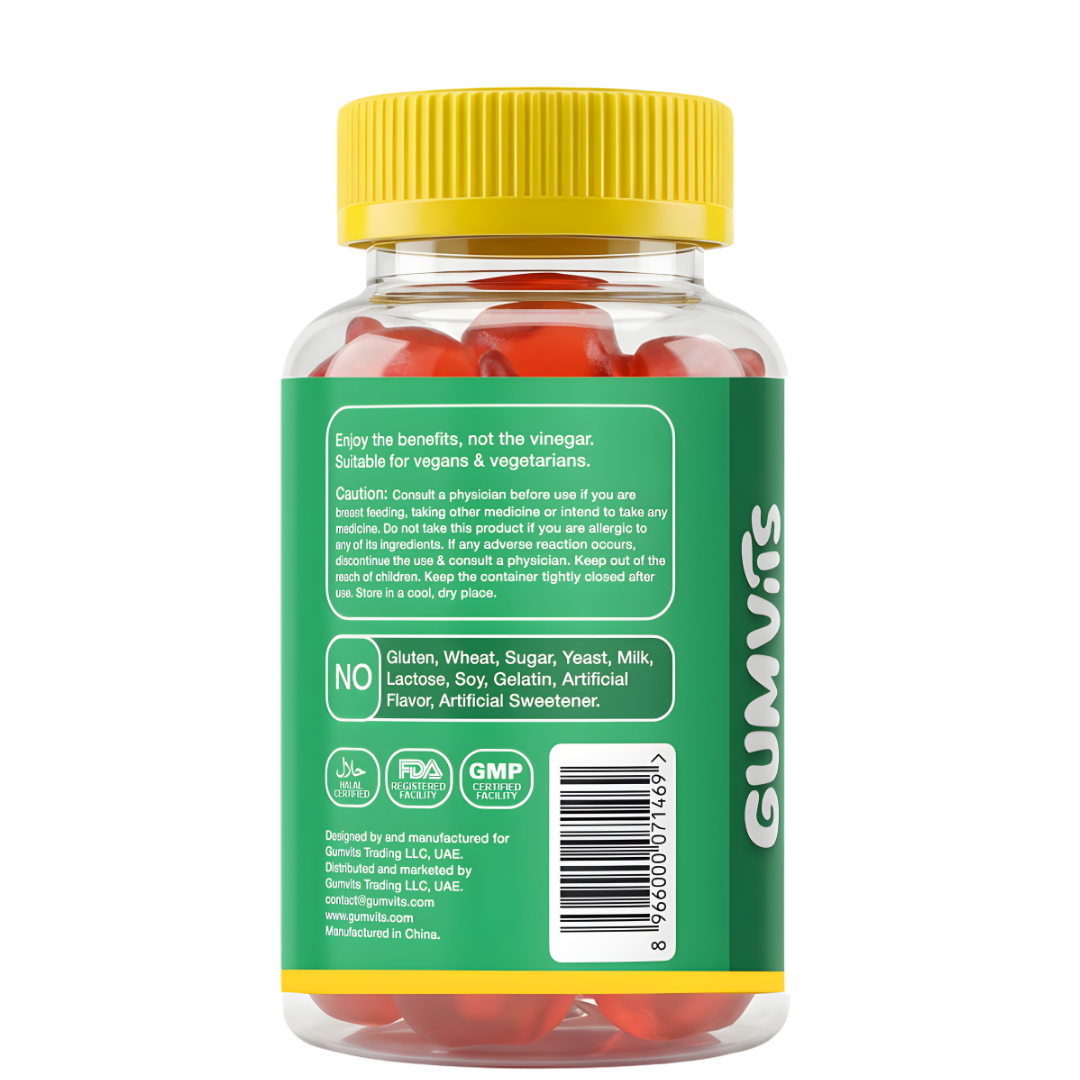 Gumvits Apple Cider Vinegar 500mg Gummies Details