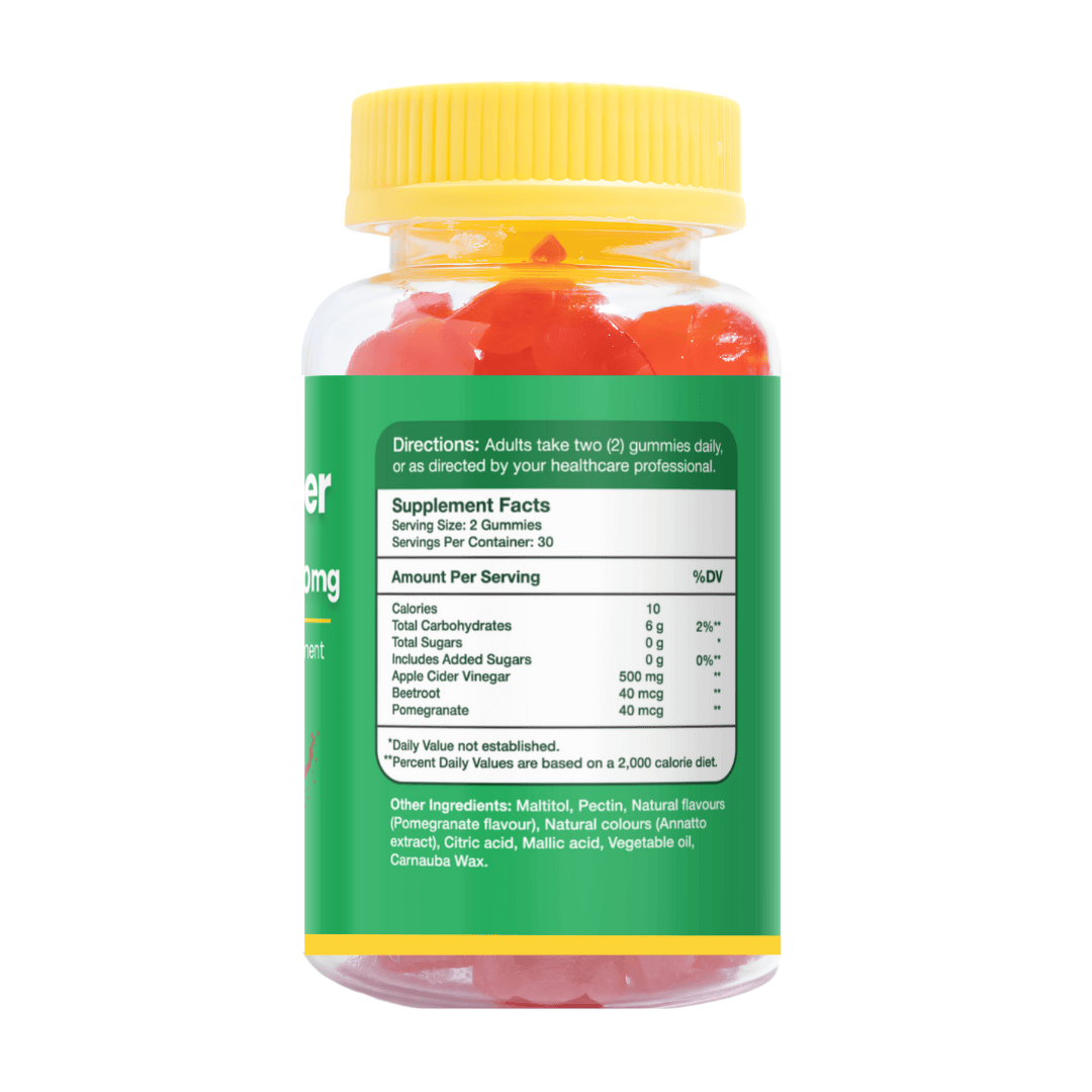 Gumvits Apple Cider Vinegar 500mg Gummies Supplement Facts