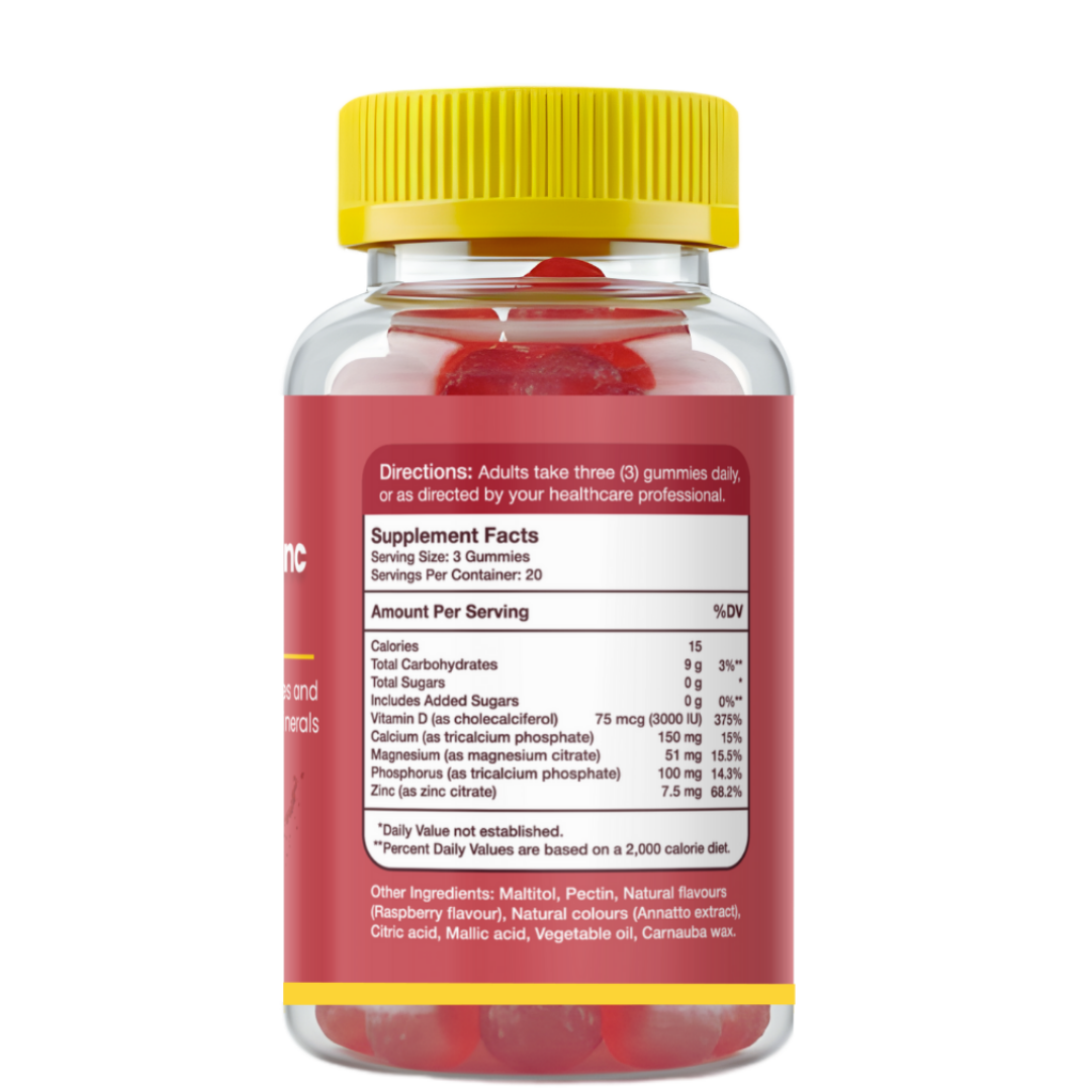 Gumvits Calcium Magnesium Zinc & Vitamin D3 Gummies Supplement Facts