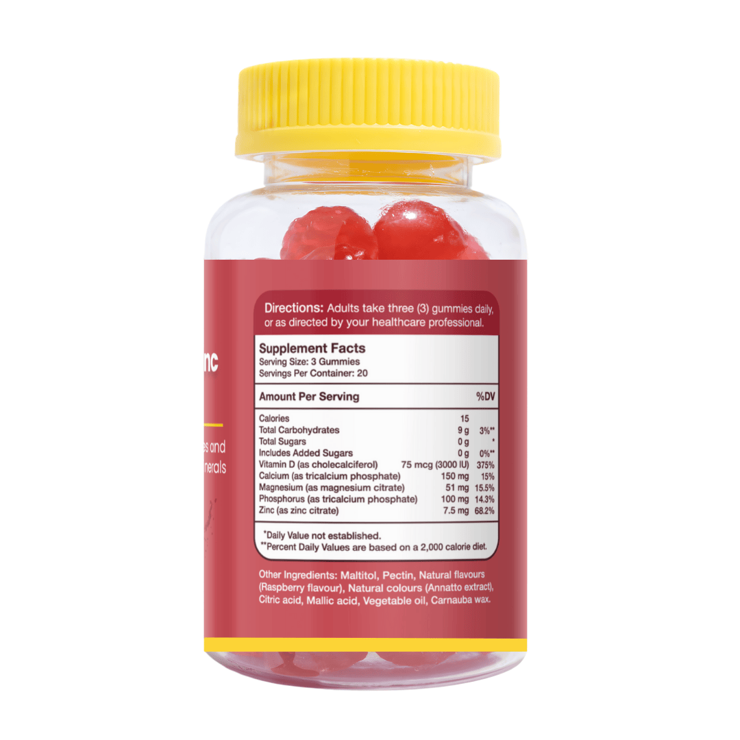Gumvits Calcium Magnesium Zinc & Vitamin D3 Gummies Supplement Facts