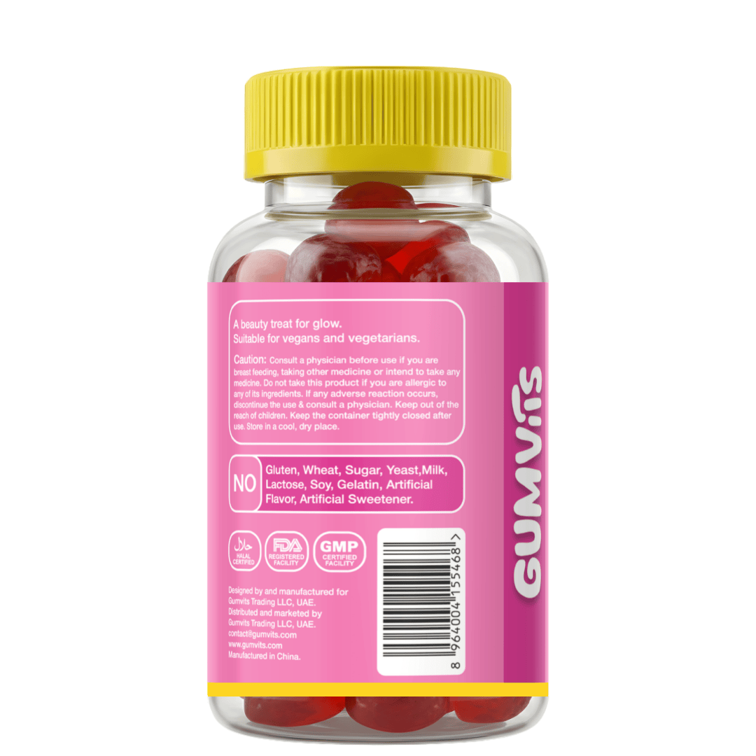 Gumvits Hair Skin & Nails Gummies Back Label