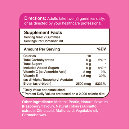 Gumvits Hair Skin & Nails Gummies Supplement Facts