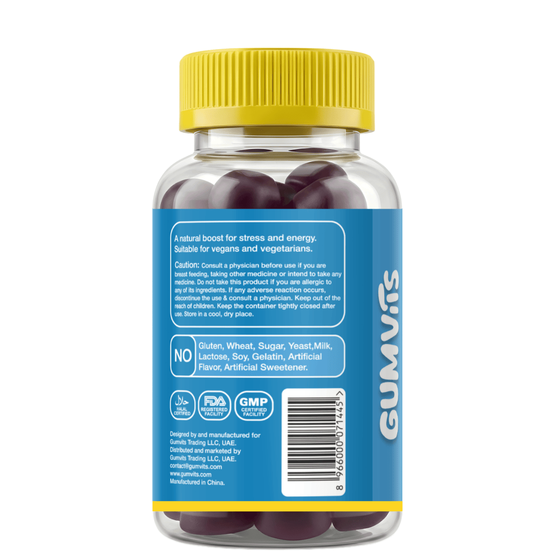 Gumvits KSM-66 Ashwagandha 500mg Gummies Back Label