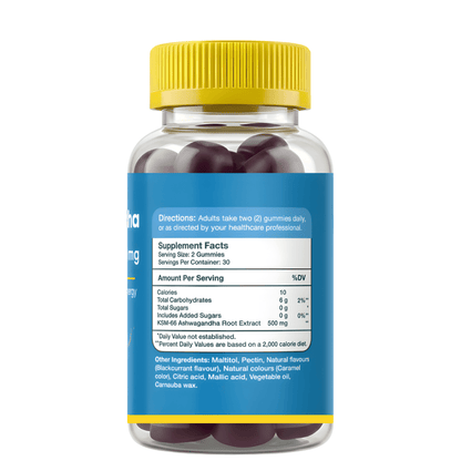 Gumvits KSM-66 Ashwagandha 500mg Gummies Supplement Facts Label