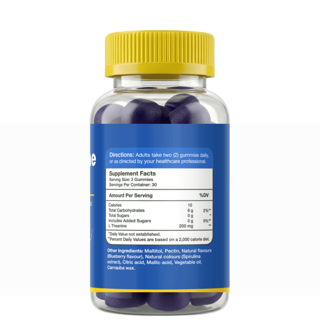 Gumvits L-Theanine 200mg Gummies Supplement Facts Label