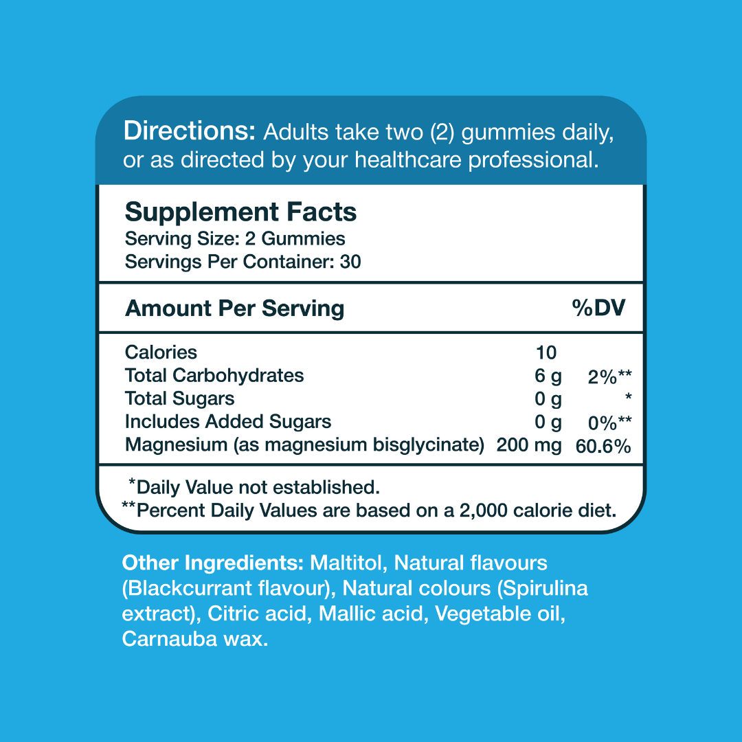 Gumvits Magnesium Glycinate Supplement Facts