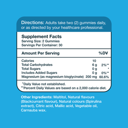 Gumvits Magnesium Glycinate Supplement Facts
