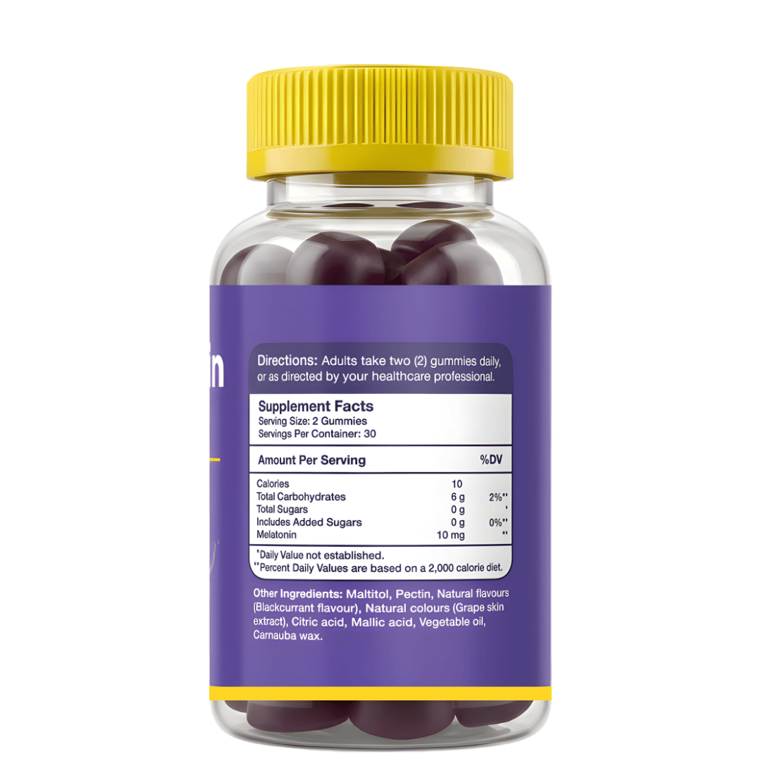Gumvits Melatonin 10mg Gummies Supplement Facts Label