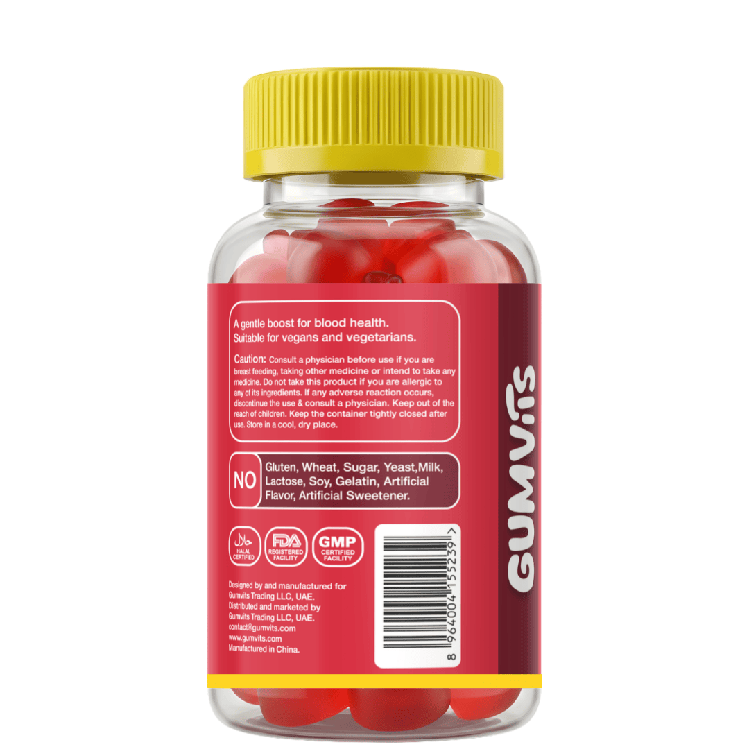 Gumvits Mild Iron Gummies Back Label