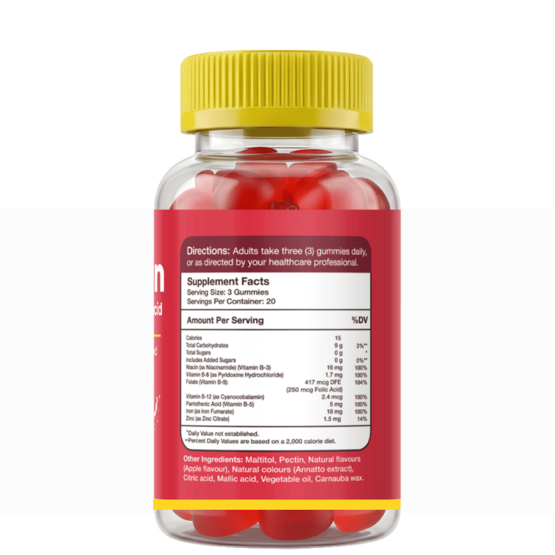 Gumvits Mild Iron Gummies Supplement Facts Label