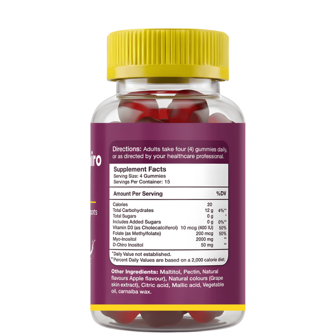 Gumvits Myo & D-Chiro Inositol Gummies Supplement Facts Label