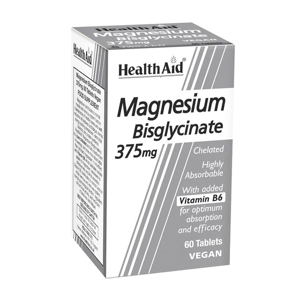 HealthAid Magnesium Bisglycinate (Magnesium Glycinate) 375mg, 60 Ct