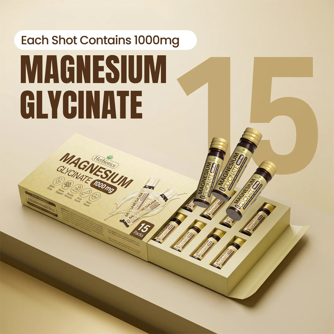 Herbiotics Magnesium Glycinate 1000mg Liquid Shots, 15 Ct