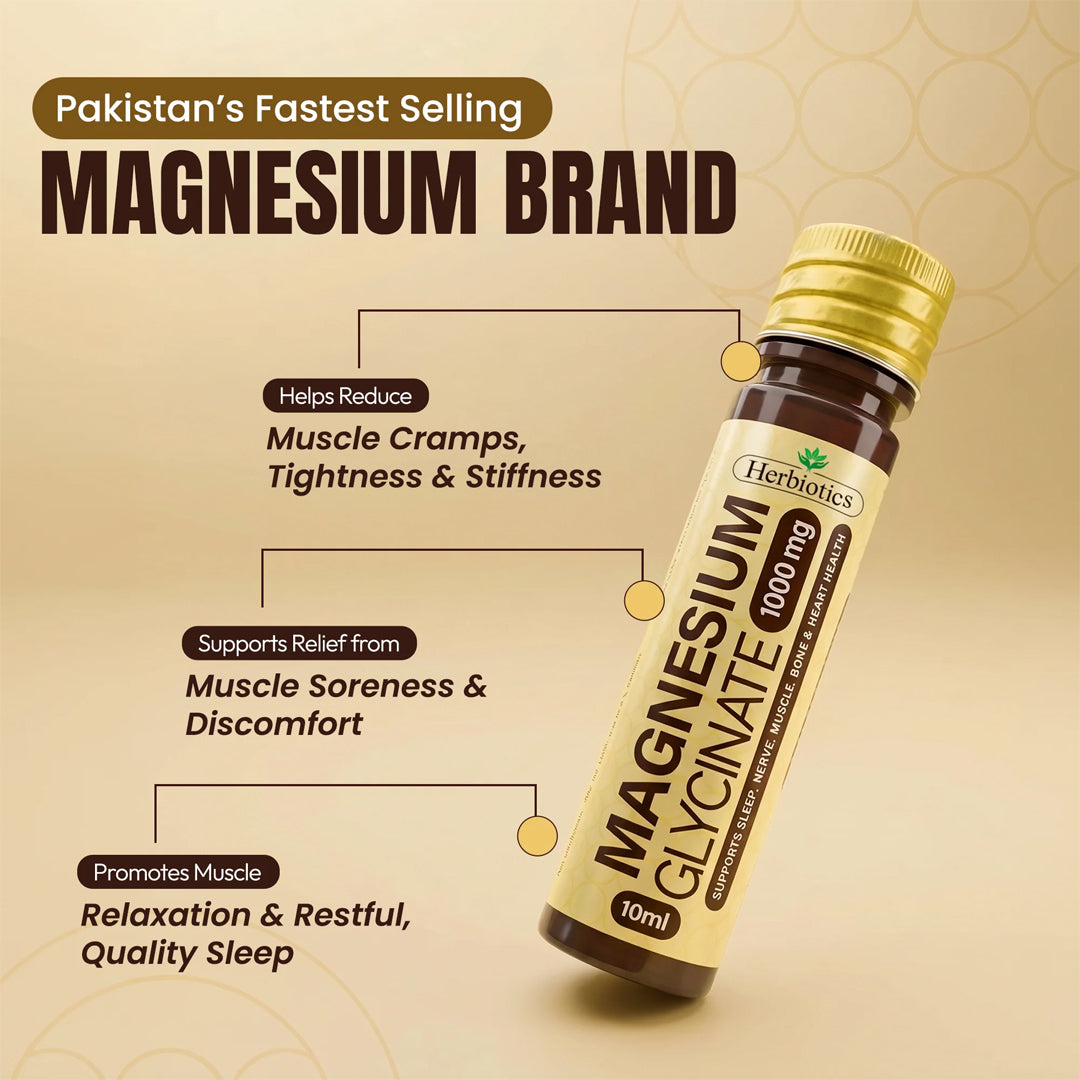 Herbiotics Magnesium Glycinate 1000mg Liquid Shots, 15 Ct