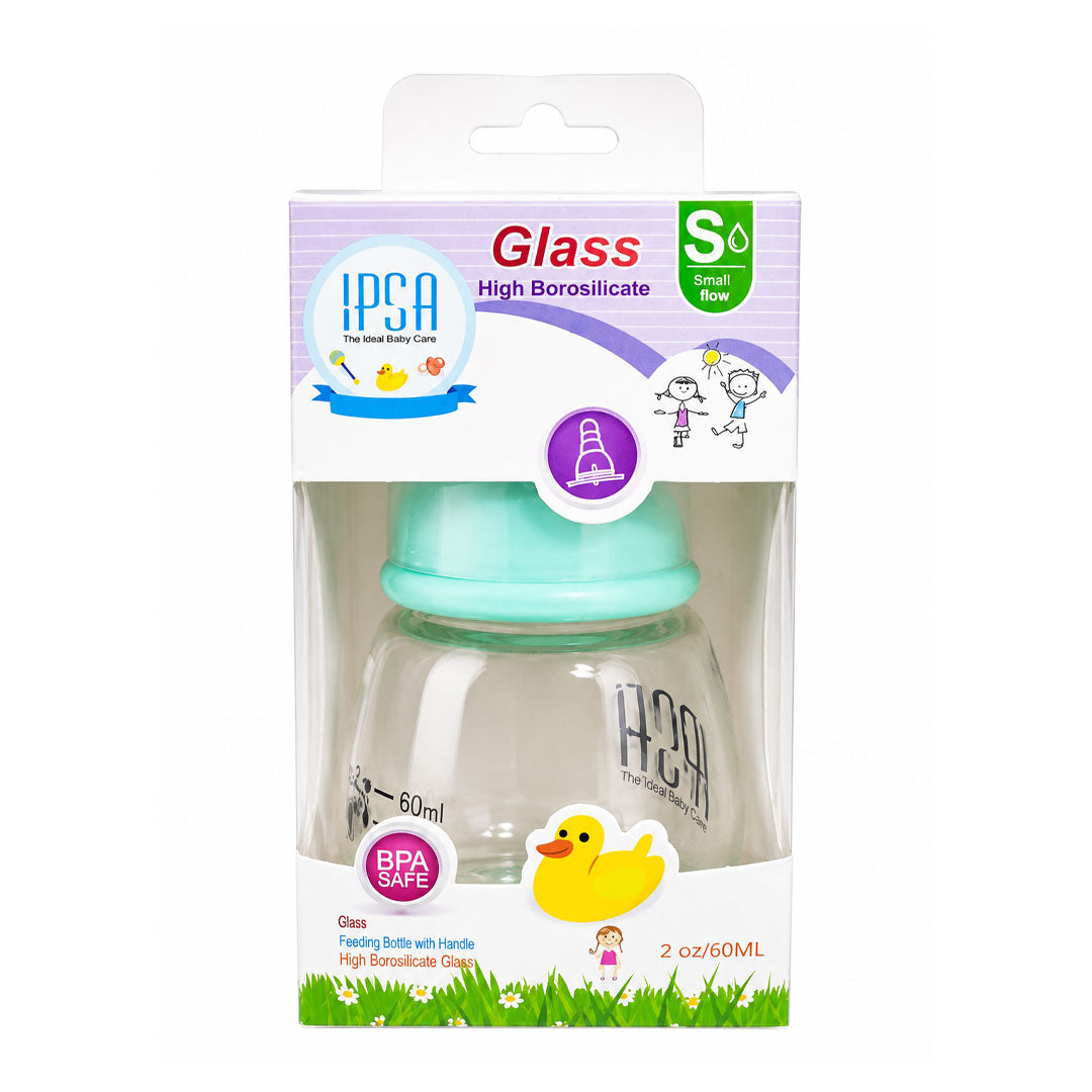 IPSA Glass Feeding Bottle with Handle (798), 60 ml