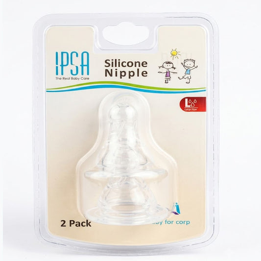 IPSA Wide Neck (Large Flow) Silicone Nipple (303), 2 Ct