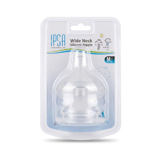 IPSA Wide Neck (Medium Flow) Silicone Nipple, 2 Ct
