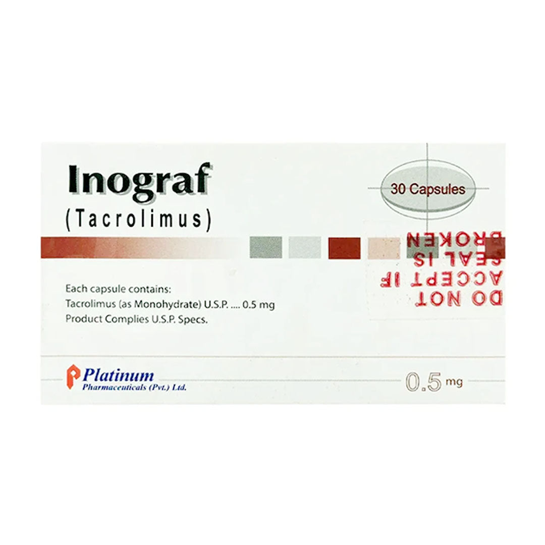 Inograf Pack Inograf (Tacrolimus) 0.5mg, 30 Ct By Platinum Pharma Online in Pakistan ...