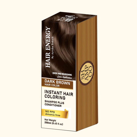 Instant Hair Coloring Shampoo Plus Conditioner (Dark Brown Color) - Hair Energy