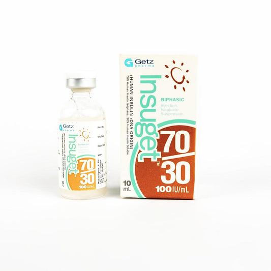 Insuget 70/30 100IU Injection 10ml, 1 Ct - Getz Pharma