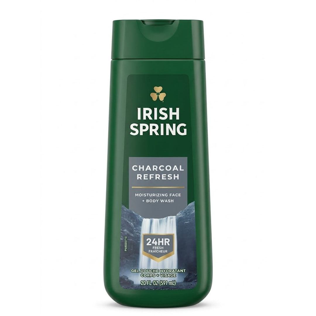 Irish Spring Charcoal Refresh Moisturizing Face + Body Wash, 591 ml