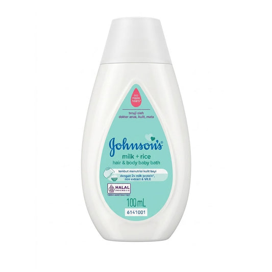 Johnson's Baby Milk + Rice Hair & Body Baby Bath, 100ml