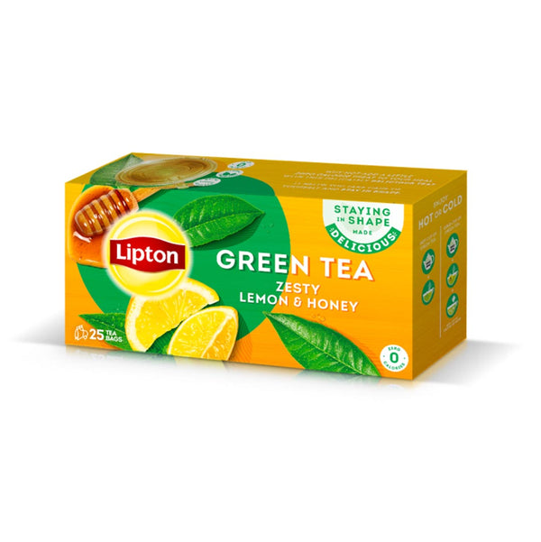 Lipton Green Tea Zesty (Lemon & Honey) Tea Bags, 25 Ct