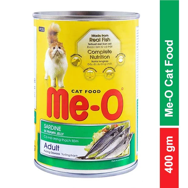 Me-O Canned Adult Cat Food - Sardine in Prawn Jelly, 400g