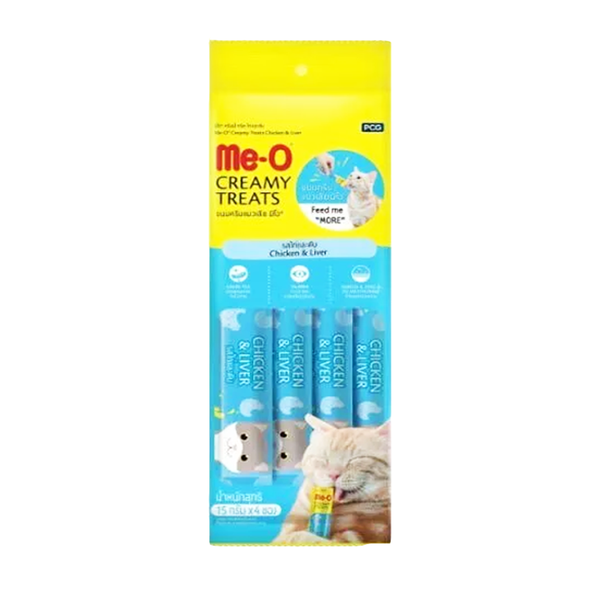 Me-O Cat Creamy Treats (Chicken & Liver ) 15g, 4 Ct
