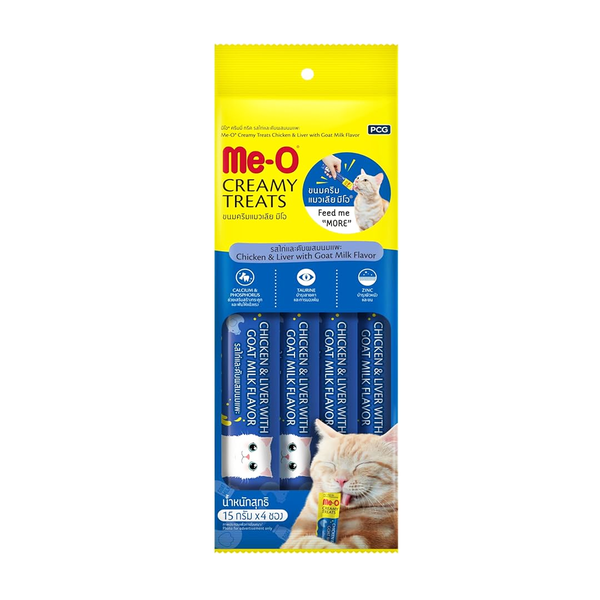 Me-O Cat Creamy Treats (Chicken & Liver with Goat Milk) 15g, 4 Ct