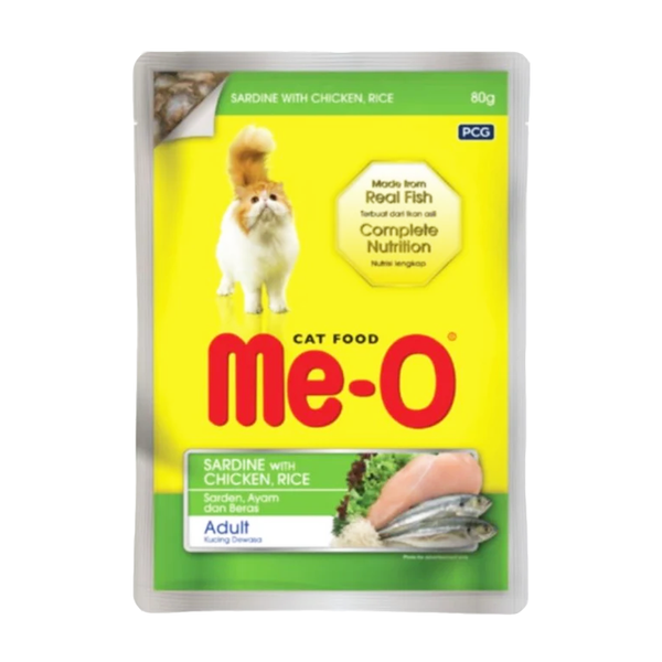 Me-O Wet Food Adult (Sardine with Chicken & Rice), 80g