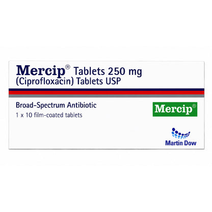 Mercip (Ciprofloxacin) Tablets, 10 Ct - Martin Dow