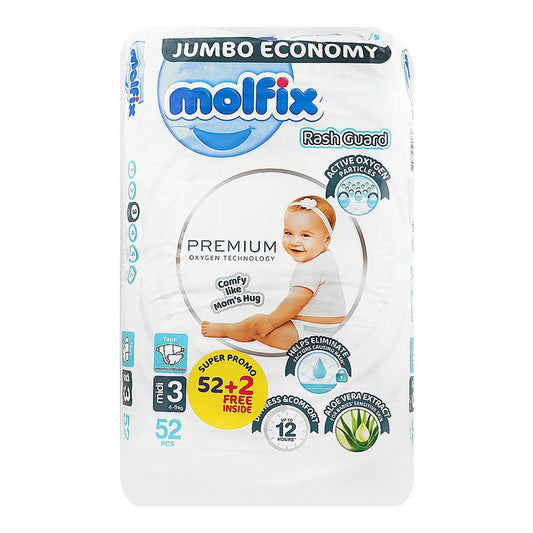 Molfix Rash Guard Premium Diapers Size 3, 52 Ct