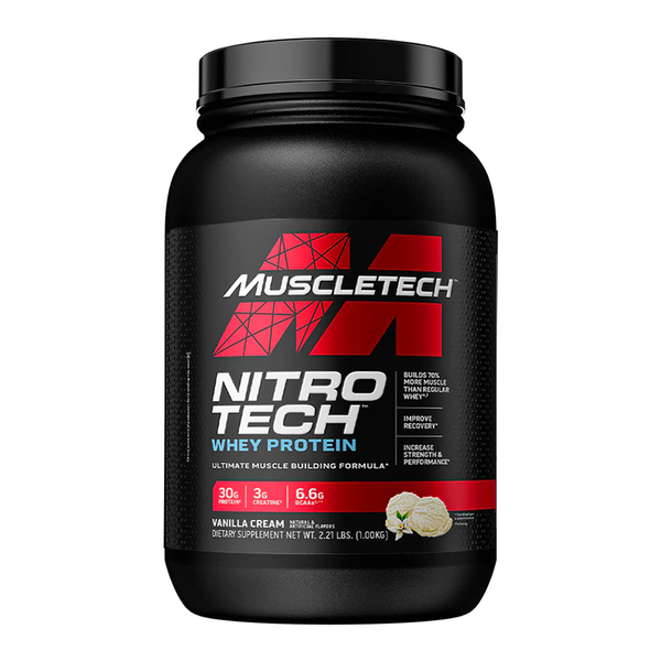 MuscleTech NitroTech Whey Protein (Vanilla Cream), 2.21 lbs