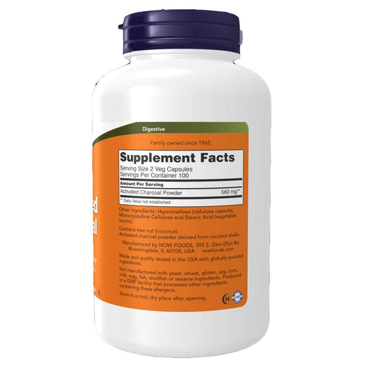 NOW Activated Charcoal, 200 Ct