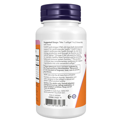 NOW CoQ10 60mg + Fish Oil, 60 Ct