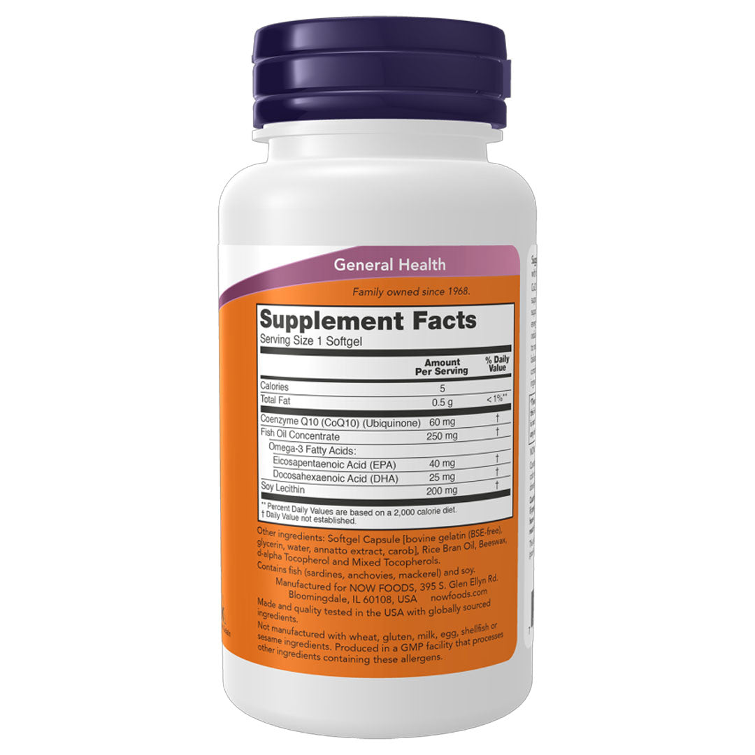 NOW CoQ10 60mg + Fish Oil, 60 Ct