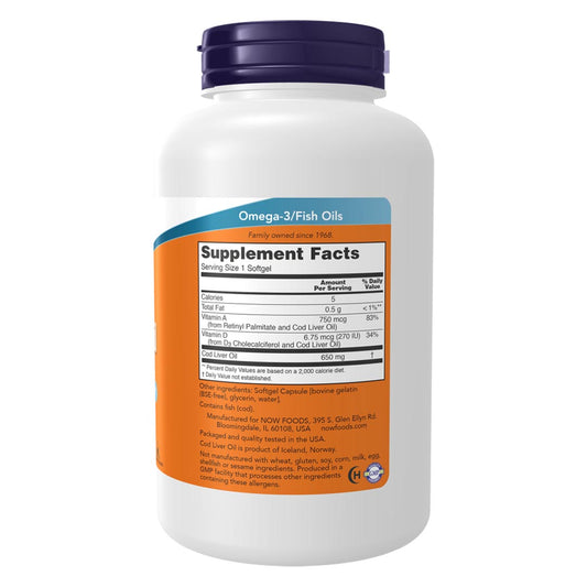 NOW Cod Liver Oil 650mg, 250 Ct