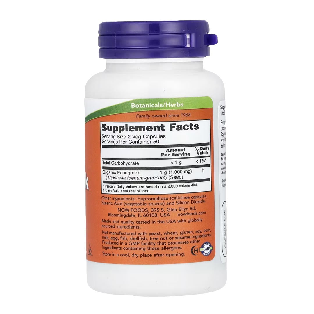 NOW Fenugreek 500mg Supplement Facts