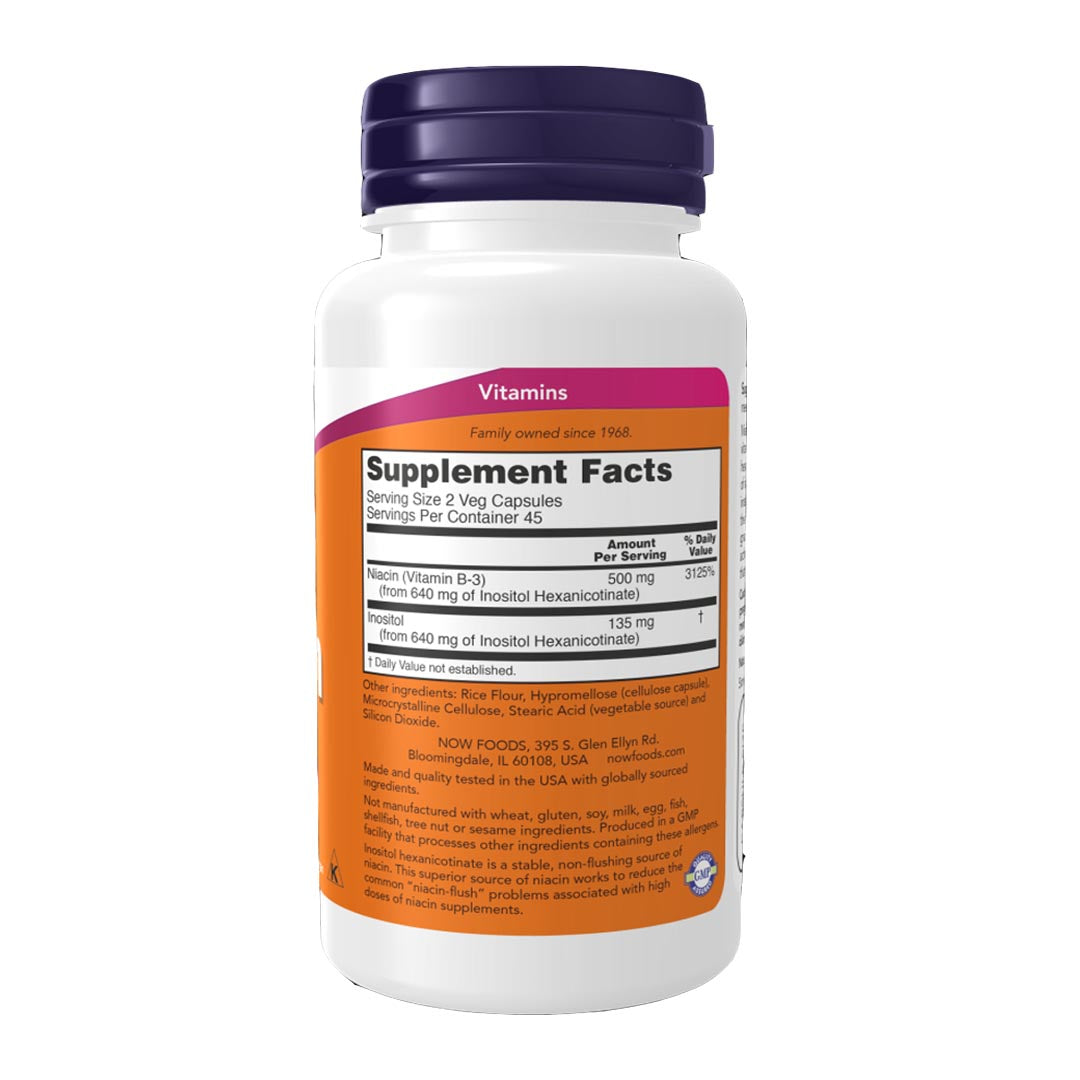 NOW Flush Free Niacin 250mg Supplement Facts