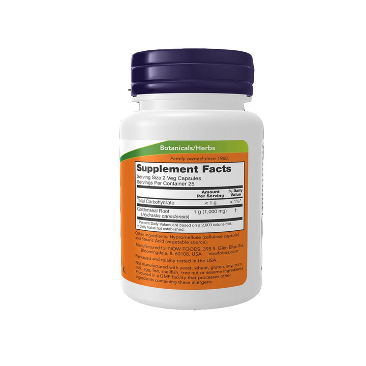 NOW Goldenseal Root 500mg Supplement Facts