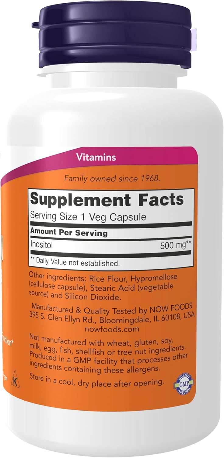 NOW Inositol 500mg 100 Ct Supplement Facts