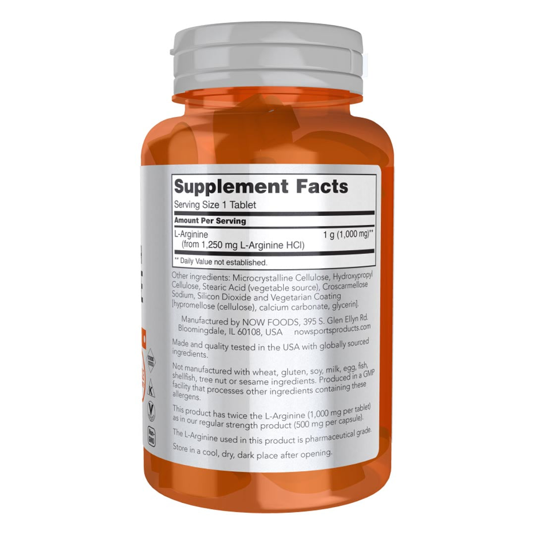 NOW L-Arginine 1000mg 60 Supplement Facts