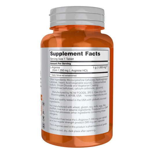 NOW L-Arginine 1000mg 60 Supplement Facts