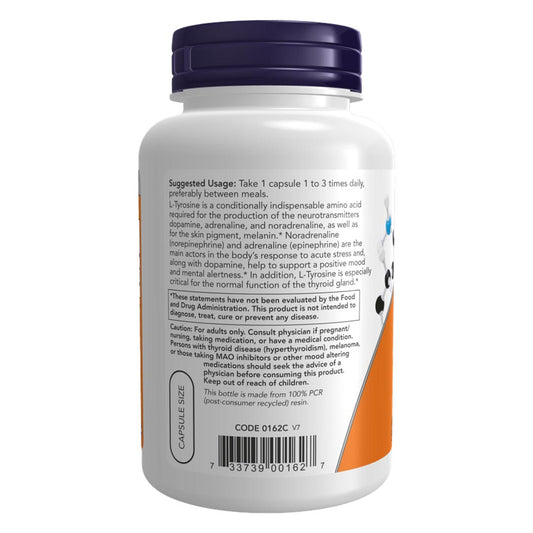 NOW L-Tyrosine 500mg, 120 Ct