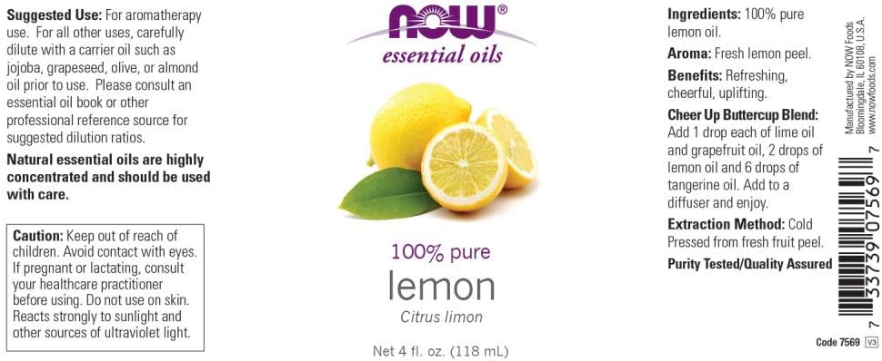 NOW Lemon Oil 30ml Label