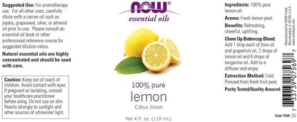 NOW Lemon Oil 30ml Label