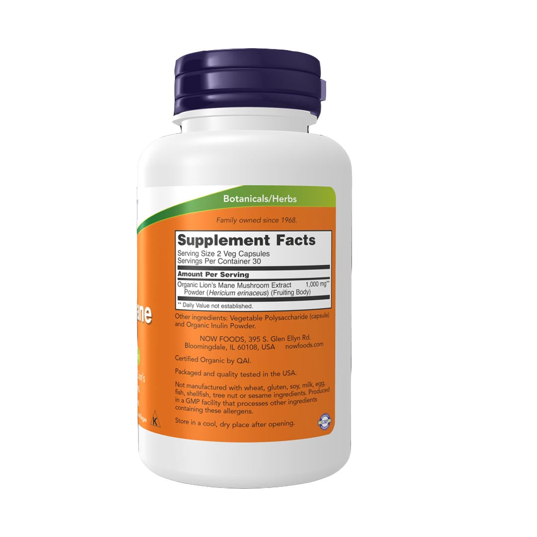 NOW Lion's Mane Mushroom 500mg, 60 Ct