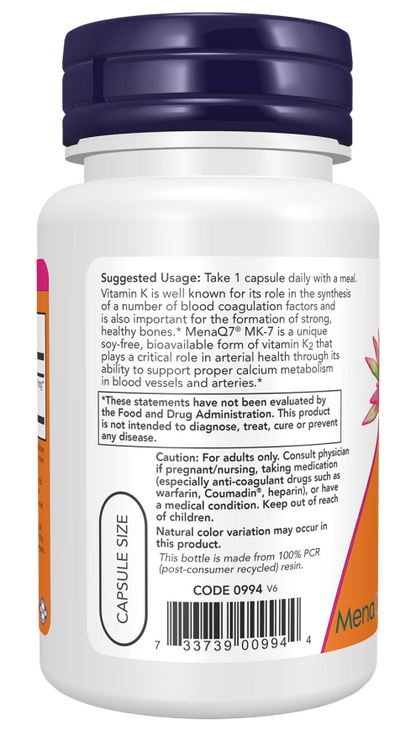 NOW MK-7 (Vitamin K-2) Extra Strength 300mcg, 60 Ct
